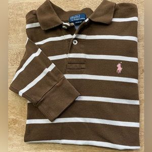 Polo‎ by Ralph Lauren Boy’s Med (10-12) Brown/White Stripe Long Sleeve Pullover